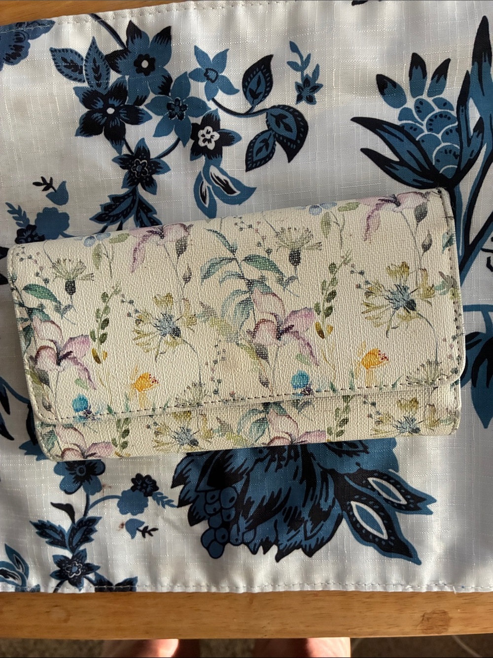 Floral Print Women's Wallet in White with Pastel Accents